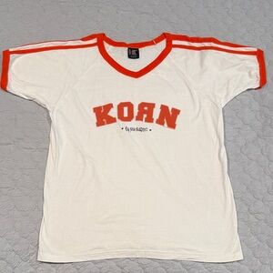 Vintage Korn T Shirt Giant Tag Soccer Jersey V neck Style 2002 Korn Numetal XL